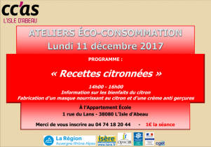 Ateliers éco-conso CCAS "recettes citronnées" à l'appartement École décembre 2017