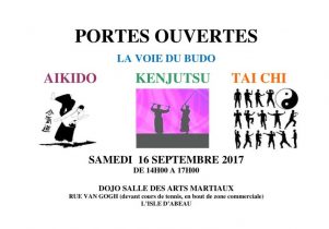 Portes ouvertes de l'association "La Voie du Budo" le samedi 16 septembre 2017 au Dojo (salle des arts martiaux)